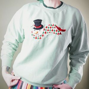 Sweaters - Mint Green Snowman “Ugly Christmas” Sweater Sweaters - Mint Green Snowman “Ugly Christmas” Sweater